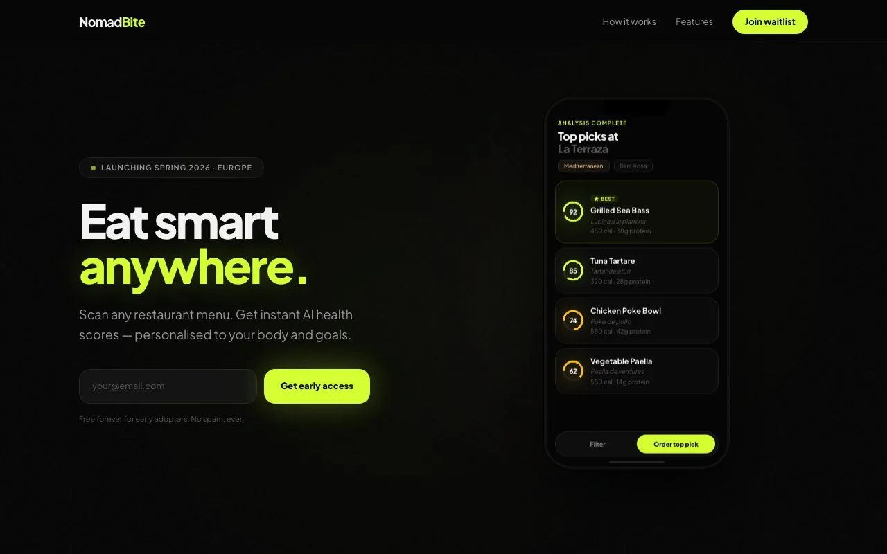 nomadbite.io website screenshot
