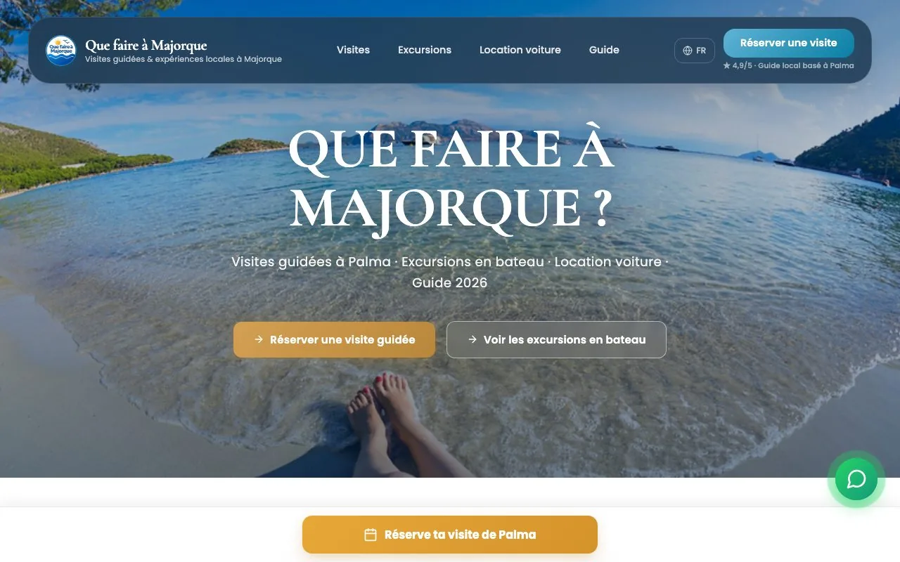 quefaireamajorque.com website screenshot